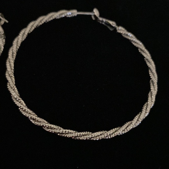 Silver Hoop Earrings - Picture 3 of 4